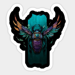 Celestial Guardian: Winged Scarab Elegance Sticker